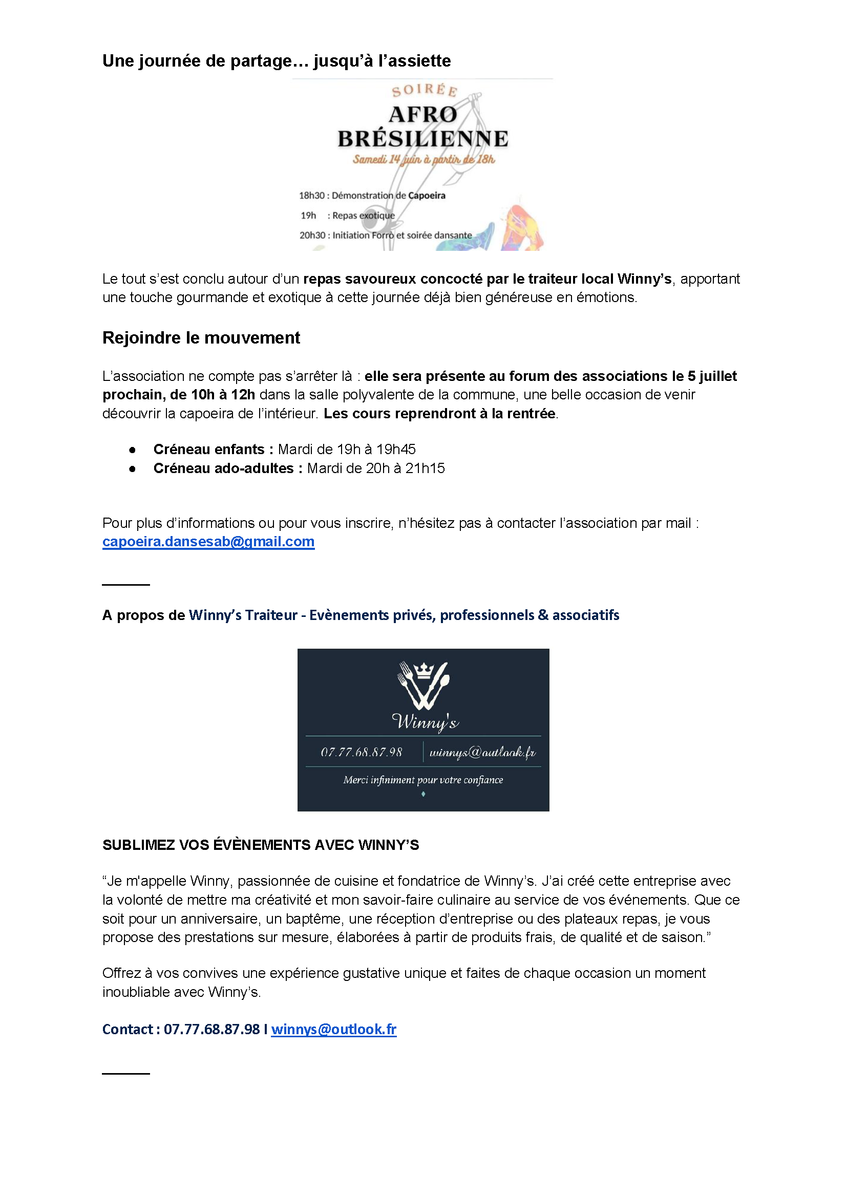 Article presse Capoeira Sainte-Anne-sur-Brivet 2025, page 2