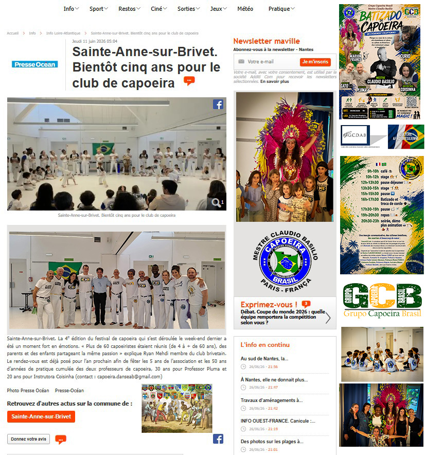 Article Ouest France 2025-2026, Sainte-Anne-sur-Brivet